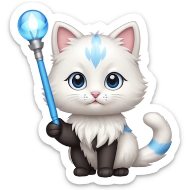 chibi cute cat holding a light stick sticker
