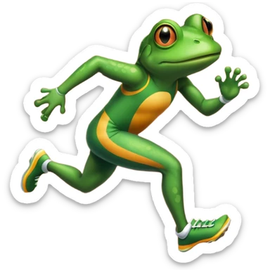 frog running on the running track like a human sticker