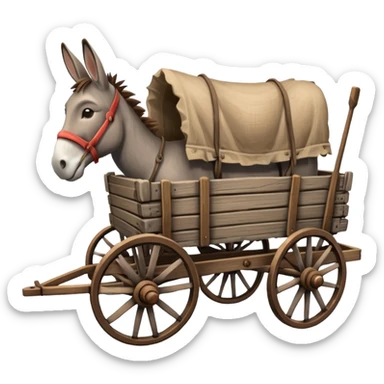 donkey and oversized wagon, wagon takes up most of the image sticker