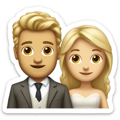 Blonde Frau lange Haare und Mann mit Anzug braune Haare und Bart heiraten sticker