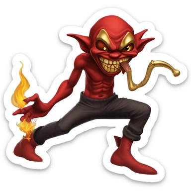 red goblin with gold teeth with Jordans on smoking a backwood dancing sticker