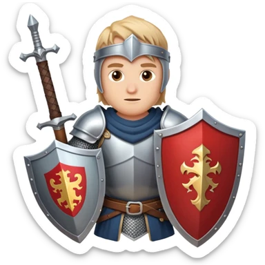 Brave knight on a quest with shield and sword sticker