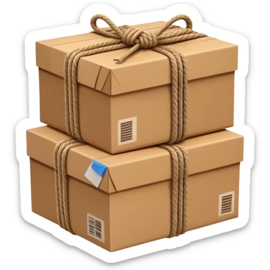 create a realistic emoji of packages wich got stabalised by ropes  sticker