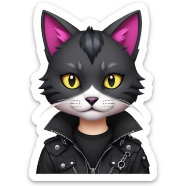 Edgy Beautiful Cool Kawaii Anthro dark cat-fursona punk techwear sticker