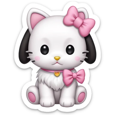 hello kitty as a puppy dog with long black floppy ears sticker