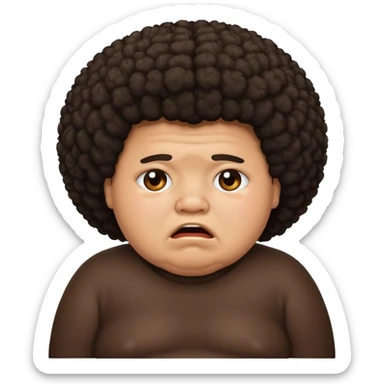 dark brown fat boy with afro crying sticker