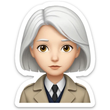 Generate 
1 detective she's white hair covered light eyes fair skin
1 detectective she's black NO HIJAB HAIR OUT BROWN skin  sticker