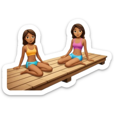Girls tanning on a dock on a lake with water sticker