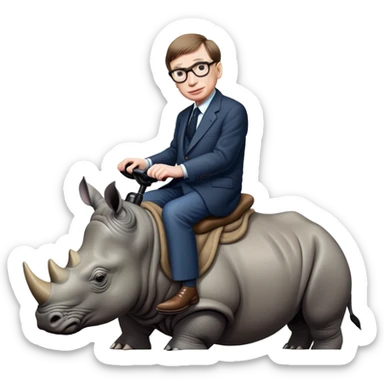 steven hawking riding a rhino  sticker