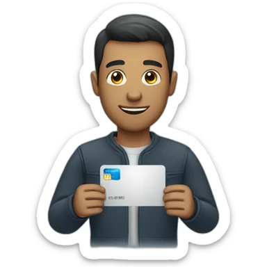 man holding a credit card sticker