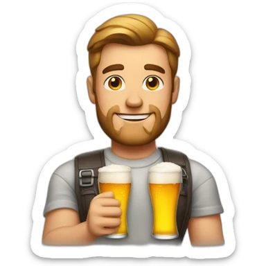 A handsome guy with a beer and a barbecue. sticker
