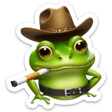 Frog in a cowboy hat smoking sticker