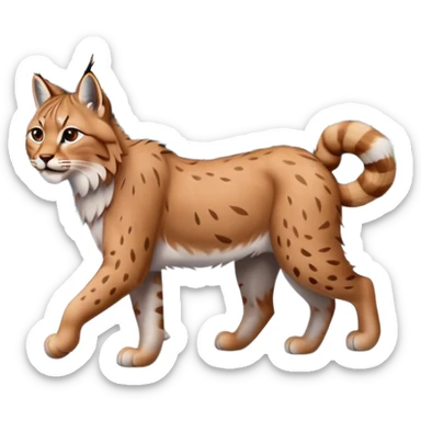 Eurasian Lynx walking in the snow beautiful aesthetic, snowy ground, snow falling around, wooden pine trees in the background, full aesthetic scenic image scenery realistic photo realism sticker