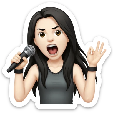 metal musician, screaming with mirophone sticker