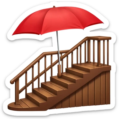 Red umbrella on stair railing sticker