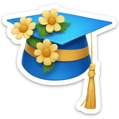 Blue graduation hat with flowers  sticker