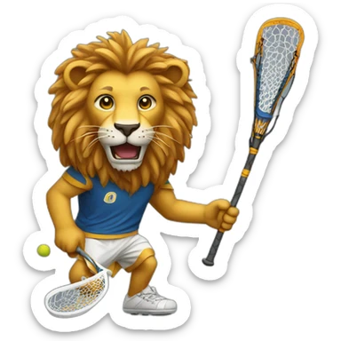 lion playing lacrosse sticker