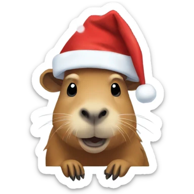 Capybara wearing a Santa hat  sticker