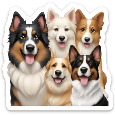 three dogs, one german shepherd, one white shepherd, one bernese mountain dog sticker