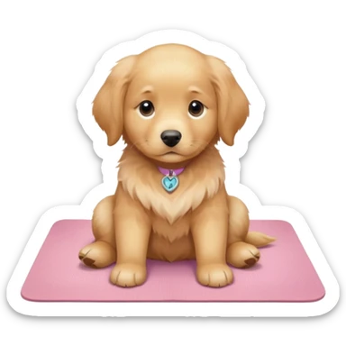 Sassy Golden retriever puppy on light pink yoga mat sticker