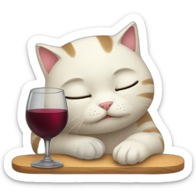 depressed tired kitty drinking wine sticker