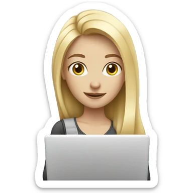 blonde girl with fair skin with laptop sticker