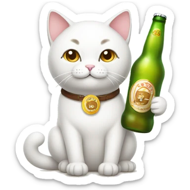 Korean cat holding beer sticker