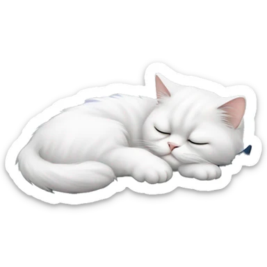 White Persian cat sleeping on crescent moon  sticker