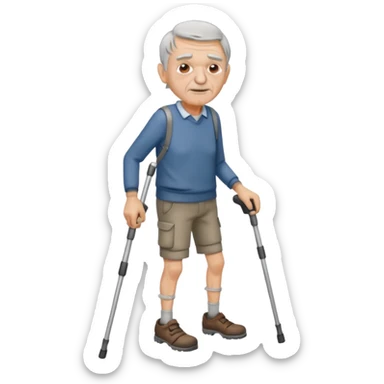 old guy with crutches sticker