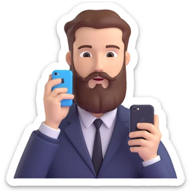 bold man with beard speaking on an iPhone sticker