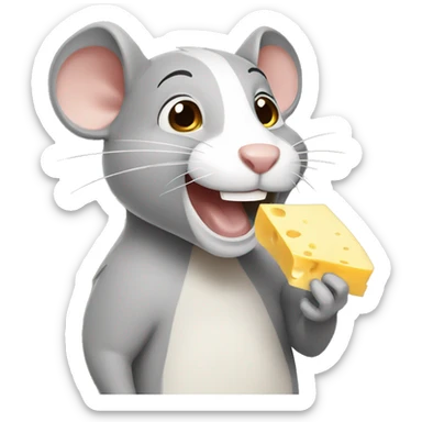 Draw me a rat holding cheese and smiling  sticker