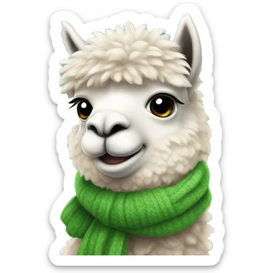 Alpaca with green scarf sticker