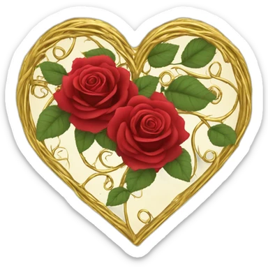gold vine heart border with red roses goth style sticker