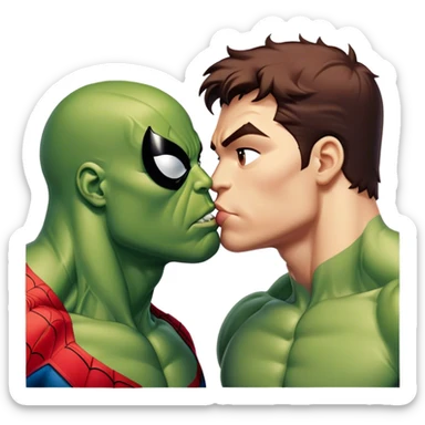 Spiderman kiss hulk sticker