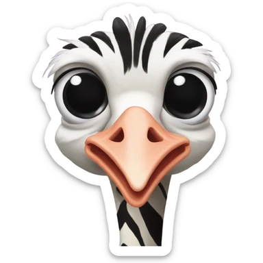 Ostrich flying with chicken feet and zebra head sticker