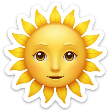 Generate a high-quality emoji of a yellow sun, bright and shining, smooth gradient colors, no facial features, simple white background, high-resolution.

 sticker