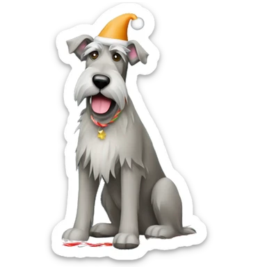  Irish wolfhound dog and christmas light strands around body sticker