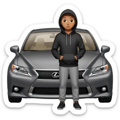 Person in black hoodie standing next to Gray Lexus IS300 f sport car sticker