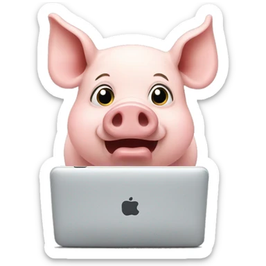 A pig watching a video sticker