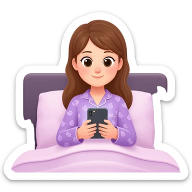a light brown girl watching phone in bed sticker