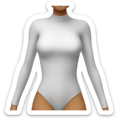 white long sleeve closed neck shapewear bodysuit sticker