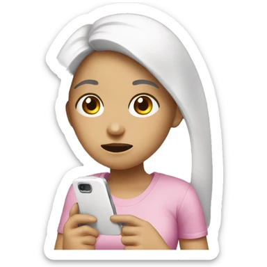 Sick girl with phone and 🎀 sticker