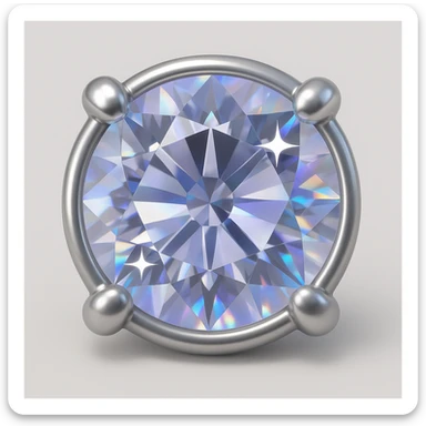 Make it 3D emoji style: add a silver jewelry setting to the round cut white diamond with holographic shine and sparkles sticker