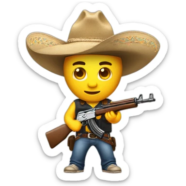 Ak 47 con sombrero de vaquero  sticker