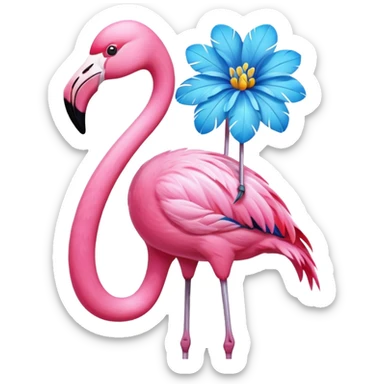 Flamingo with a blue Bahamas flower on its head sticker
