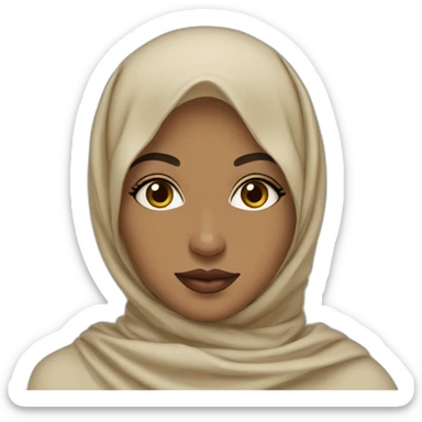Olive skinned Hijabi with plump lips wearing beige shawl sticker