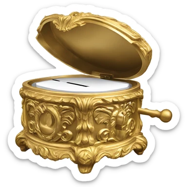 Round ornate gold music box closed sticker