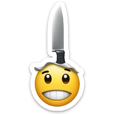 smiling emoji with a knife sticker