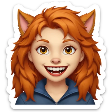 Werewolf ginger hair girl with a smile sticker