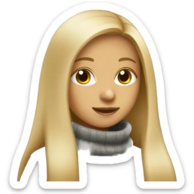 Girl with long blonde hair wearing a turtleneck poncho celebrating  sticker